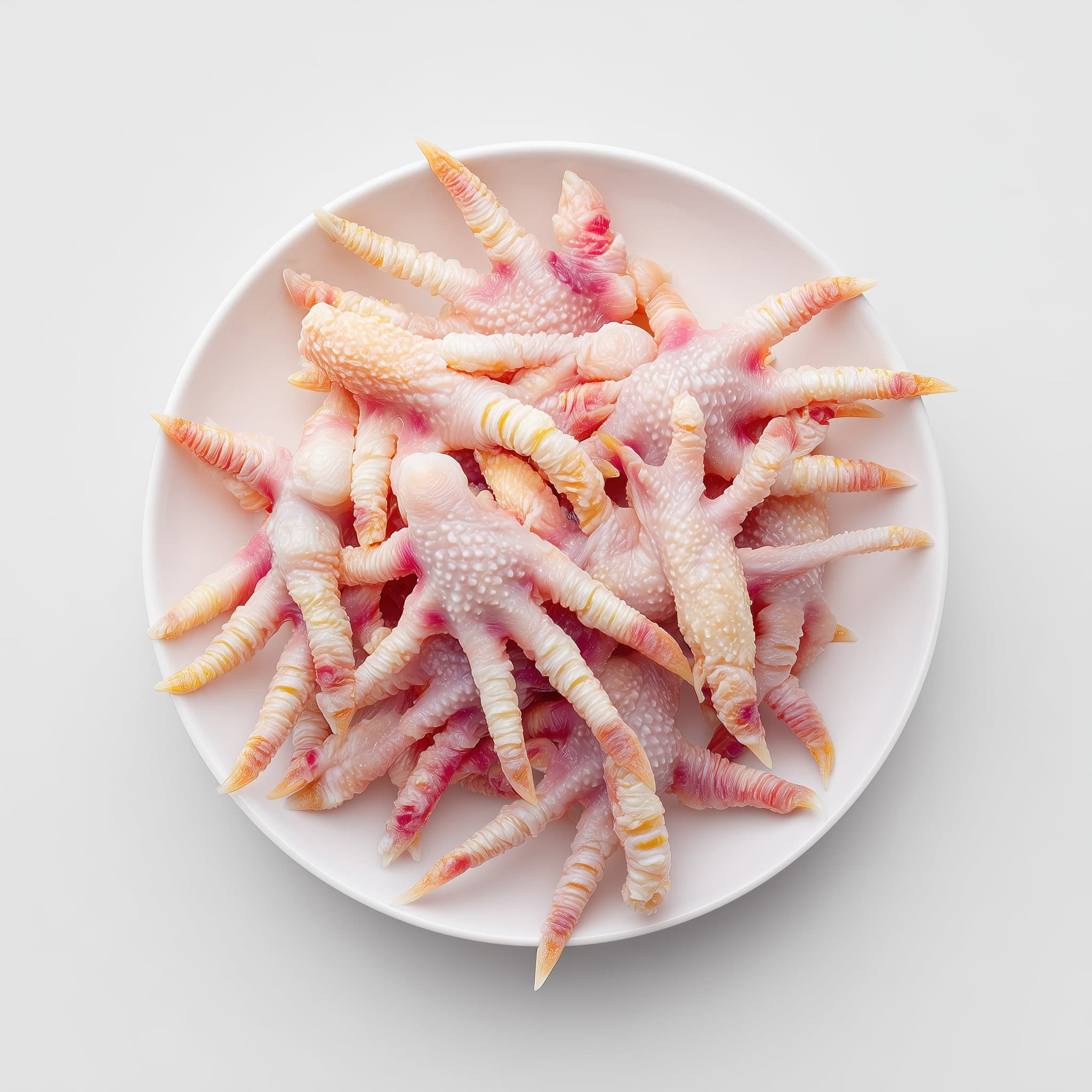 1 kg of prepared frozen chicken feet on a plate — Nextekci